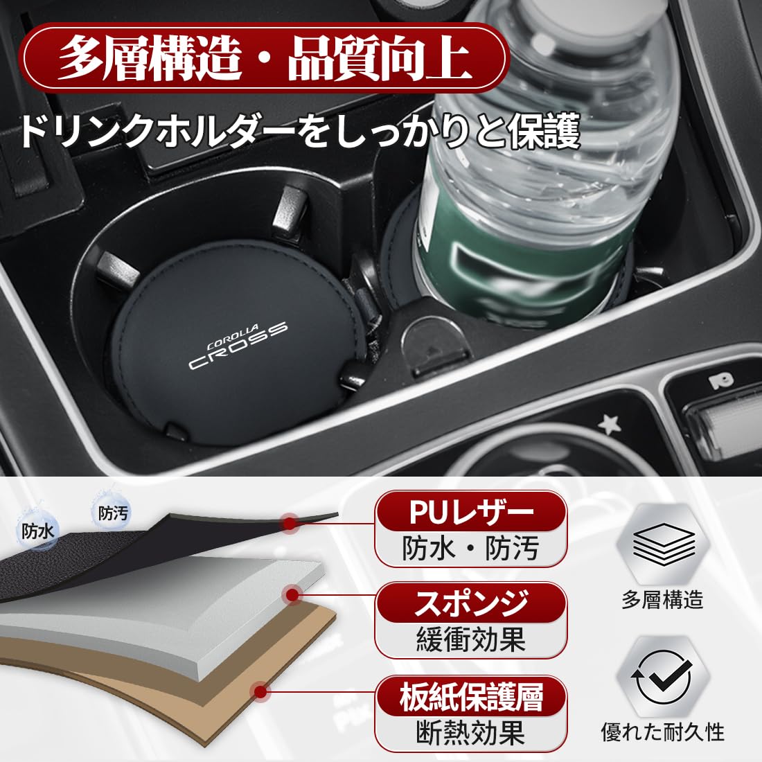 Amazon | カローラクロス 適用 車 ドリンクホルダー コースター 断熱