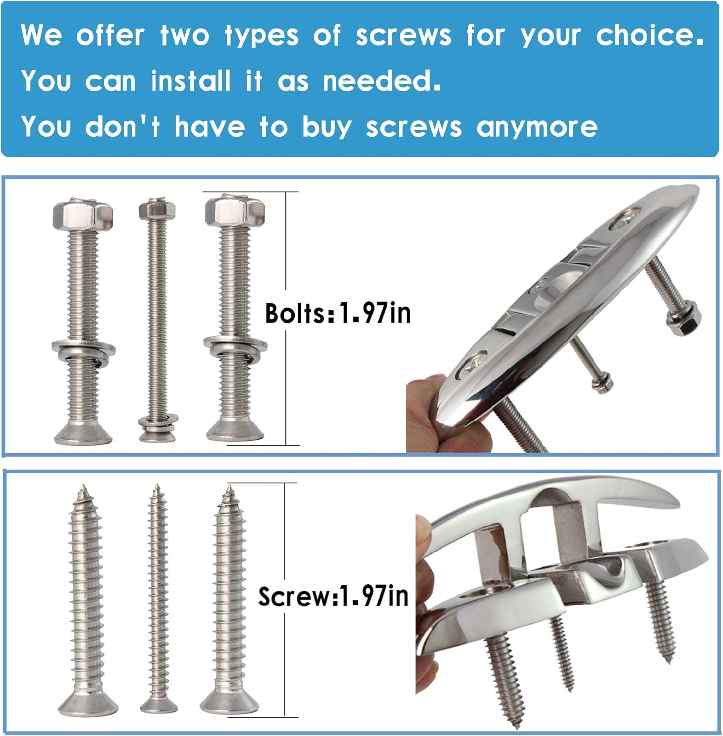 316 Stainless Steel Boat Folding Cleats Boat Dock Cleats 5/6/8.5 inch, Flip up Dock Cleat for Deck and Boat, Dock Cleats Folding Cleat Rope Cleat Boat Cleats with Fasteners (1,2,4,6 Pack)