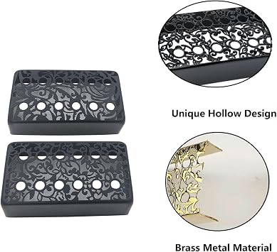 2Pcs Electric Guitar Humbucker Pickup Covers 50mm/52mm Pole Spcing Metal Hollow Out Style Guitar Bridge and Neck Pickup Covers Compatible with Les Paul Electric Guitar