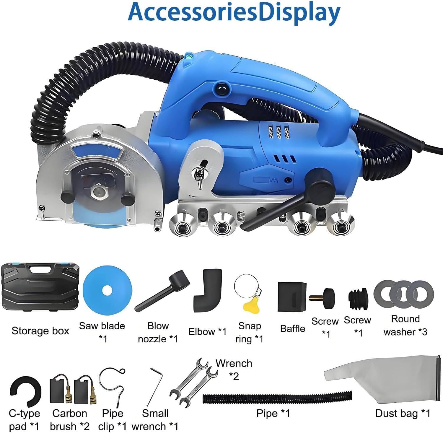 Strumento Rimozione Fughe Fai da Te, Macchina Pulizia Cuciture Piastrelle, 1200W Autoaspirazione Senza Polvere, 9000Giri/min, per Pavimento Doccia Riparazione Stuccatura 4*sawblade