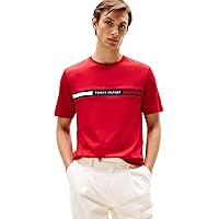 Tommy Hilfiger T-Shirt Maniche Corte Uomo Scollo Rotondo, Multicolore (Medium Red)