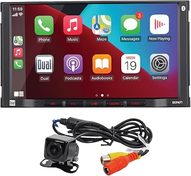 Dual Electronics DCPA71-BC 7" Apple CarPlay Android Auto Double DIN Stereo | Backup camera included, Certified Apple CarPlay and Android Auto, 7-inch touchscreen, Bluetooth calling, USB charging