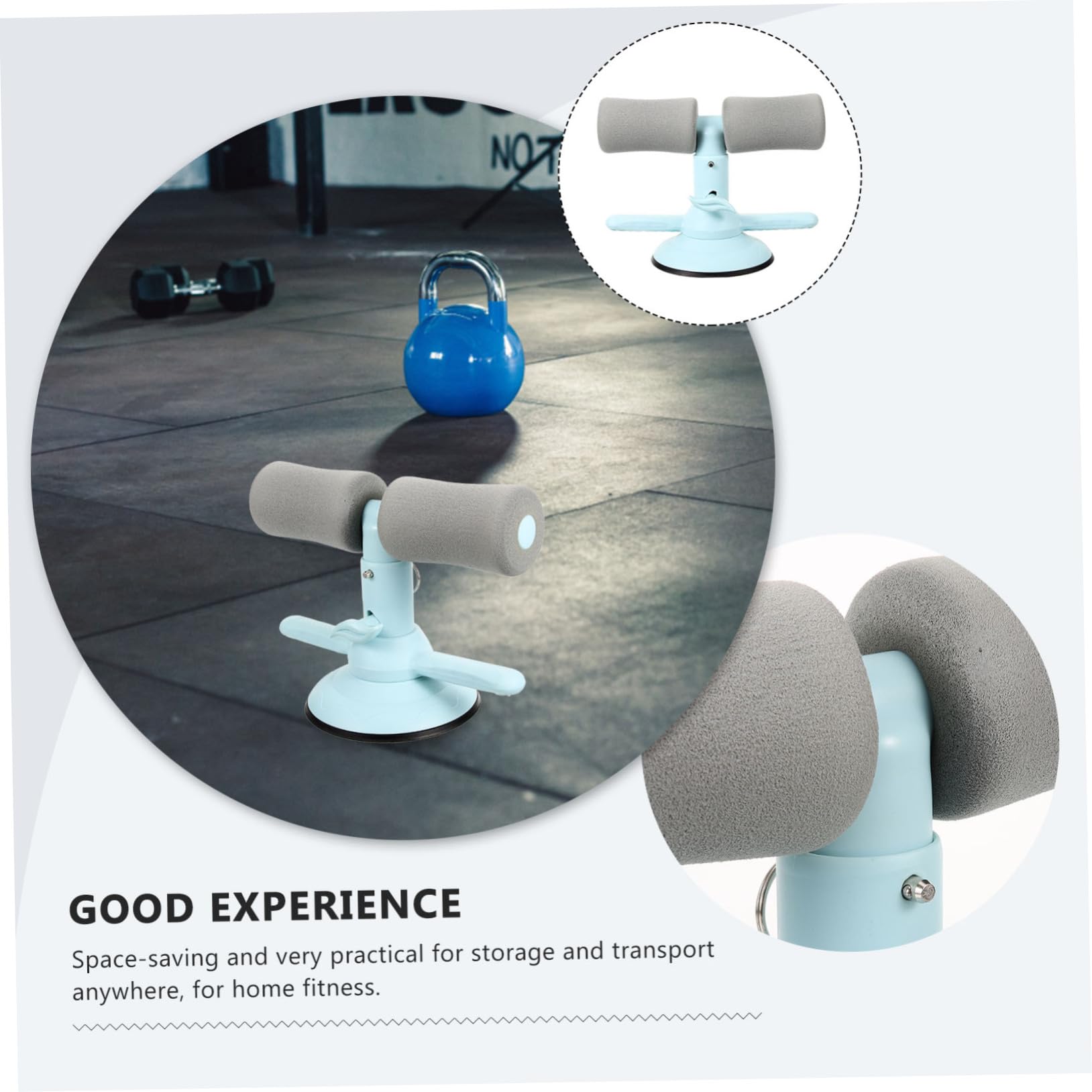 Dispositivo Para Abdominales Ventosa Ergonómico, Barra Práctica Para Sentarse, Accesorio De Ejercicio Portátil Para Casa, Color Azul Maca, Asistencia Para Flexiones y Entrenamiento Abdominal