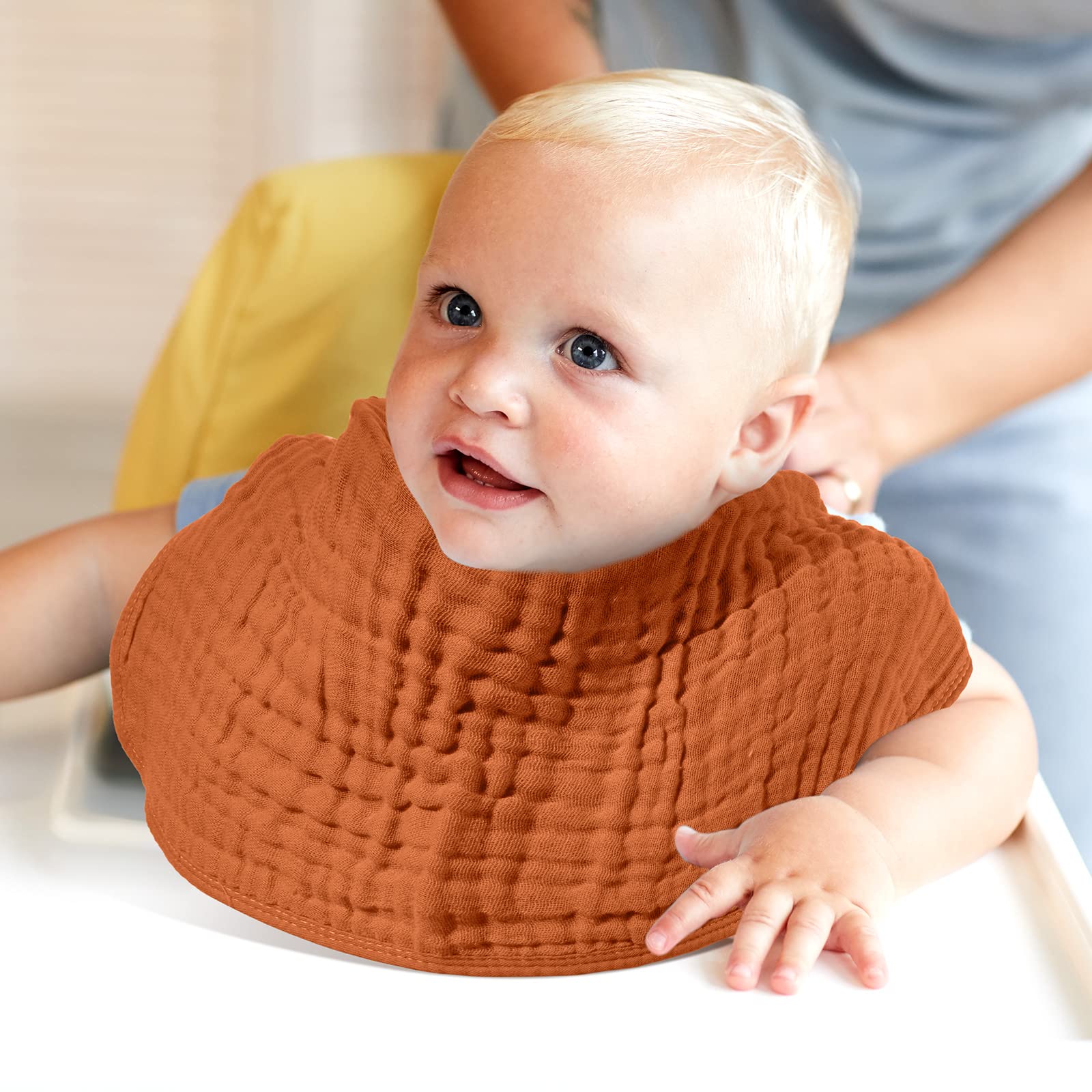 Lot De 8 Chiffons En Mousseline De Coton Pour Bébé - 25x25 Cm, Bleu - Serviette Visage, Bavoir, Démaquillant Réutilisable