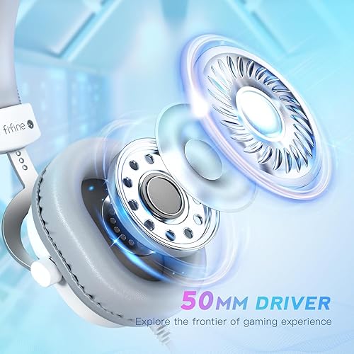Miniatura 7 de FIFINE Auriculares USB para juegos de PC con conector de audio de 3.5mm, micrófono desmontable, sonido envolvente 7.1, control de volumen,