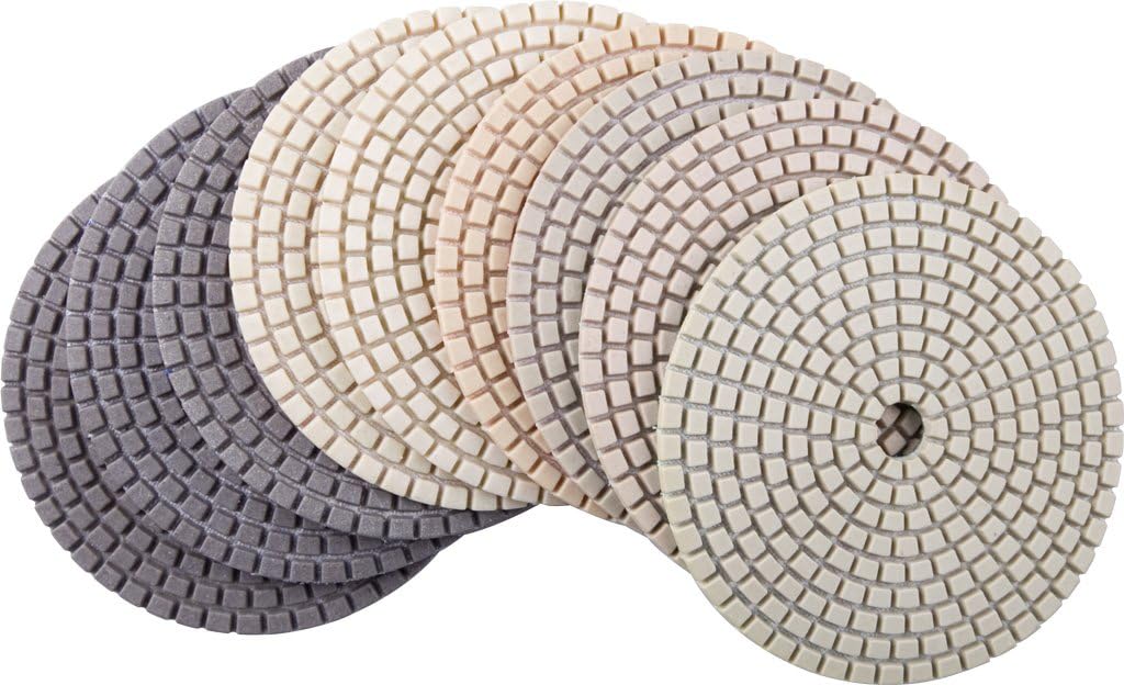 DAMO Diamond Polishing Pads 3 inch Dry Best Value Set of 9 PCS for Granite Polish Concrete Polisher