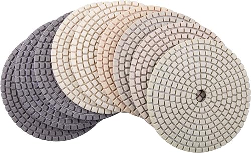 Miniatura 3 de DAMO Juego de 7 almohadillas de pulido de diamante de 4 pulgadas + soporte trasero para piso de encimera de hormigón de granito de mármol