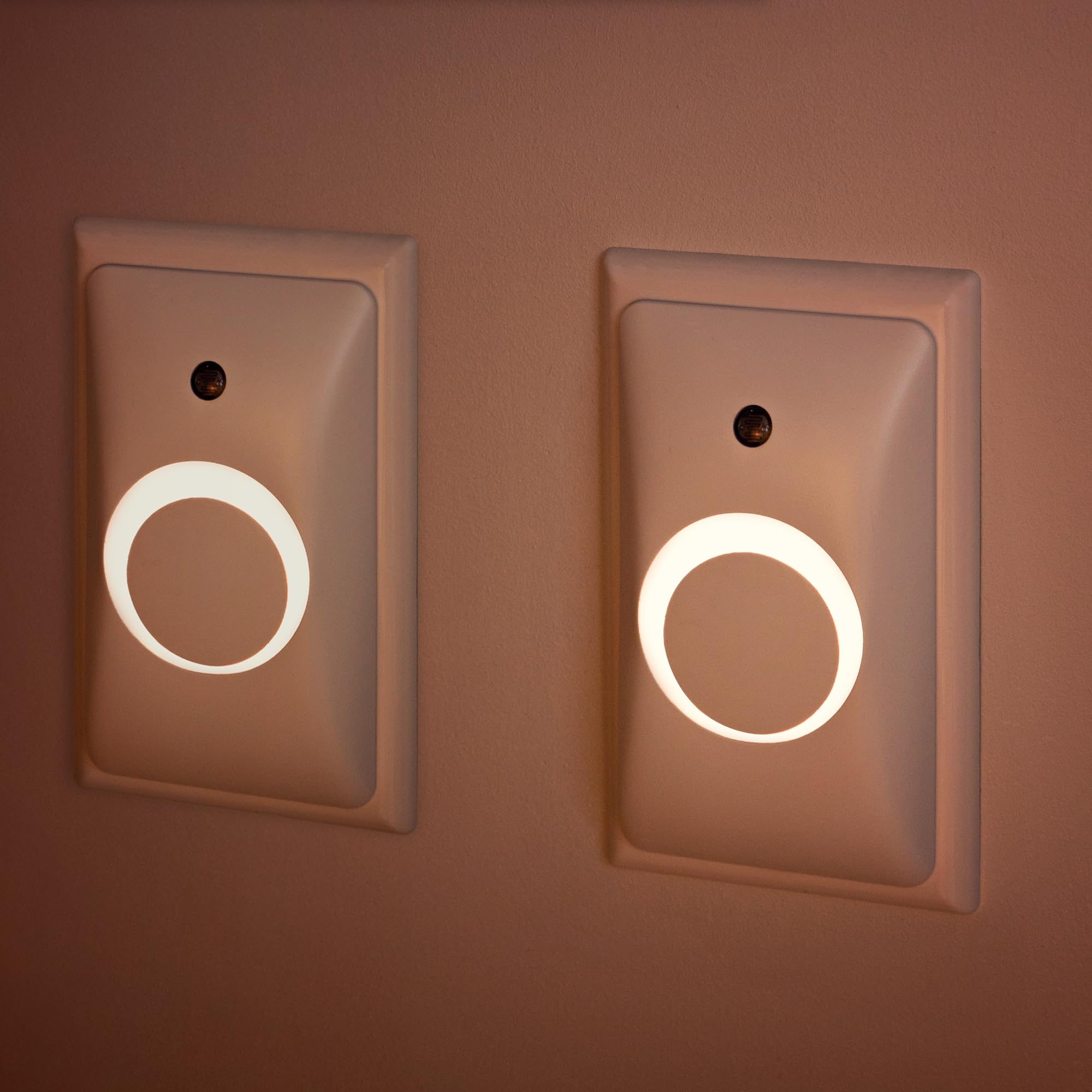 GlowGuard Night Light & Double Outlet Protector (2-Pack) | Secure & Tamper Resistant | Childproof, Babyproof, Toddler Proof, Child Safety Socket Cover | Light Sensor or Manual Toggle | Patent Pending