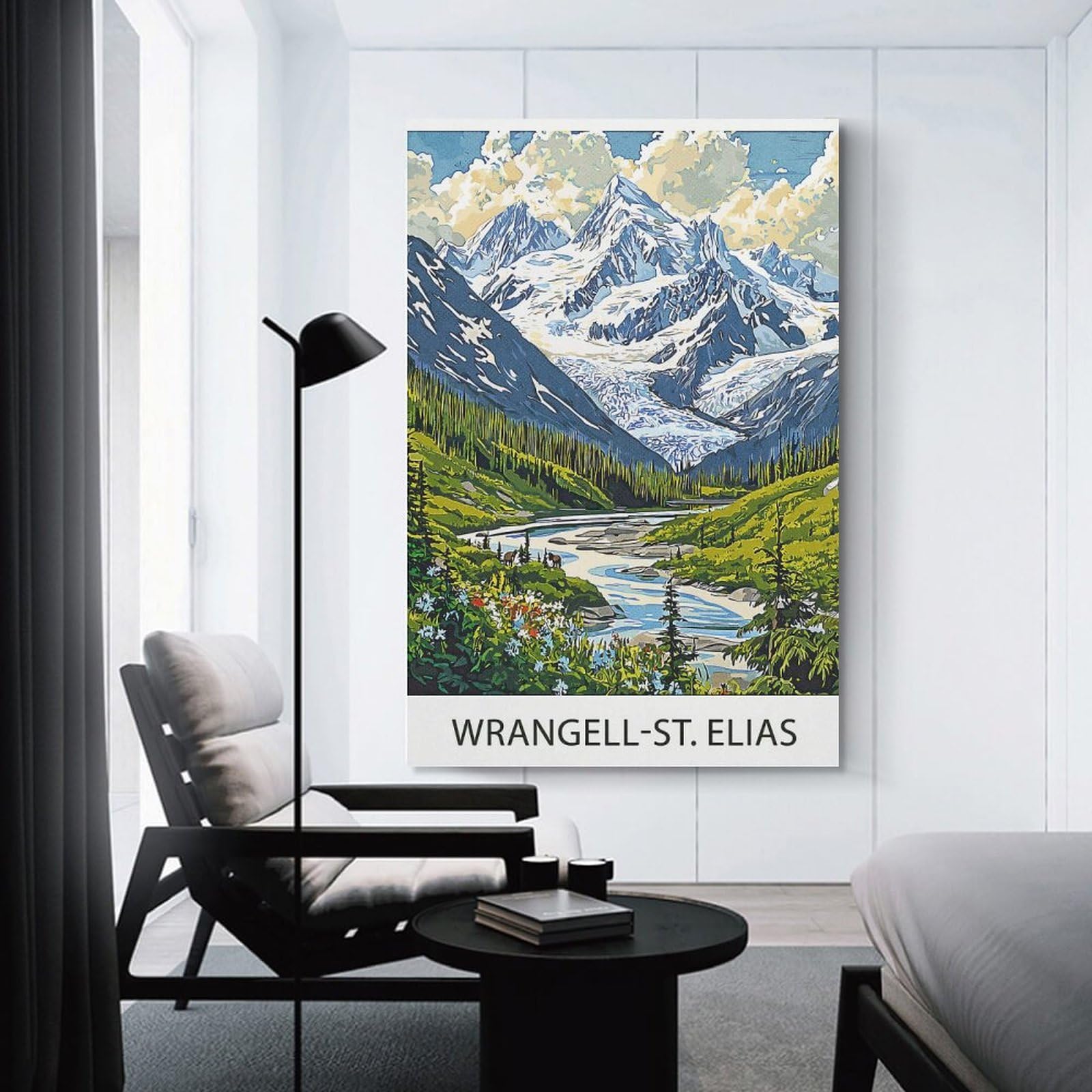 Junmoney Unframe-Style-6 Wrangell-St. Elias Mountains Canvas Art Print, 20X30inch(50X75cm), For Hallway, Bedroom Or Modern Interiors, A Wall Art Gift For Fresh Interiors
