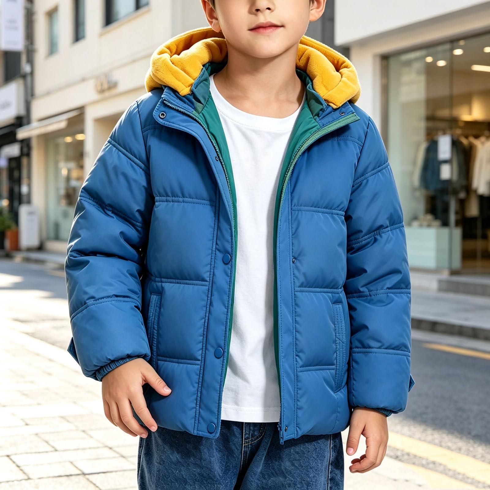Manteau Garçon Fille Enfant Capuche Zippé Léger Chaud Isolant Élégant