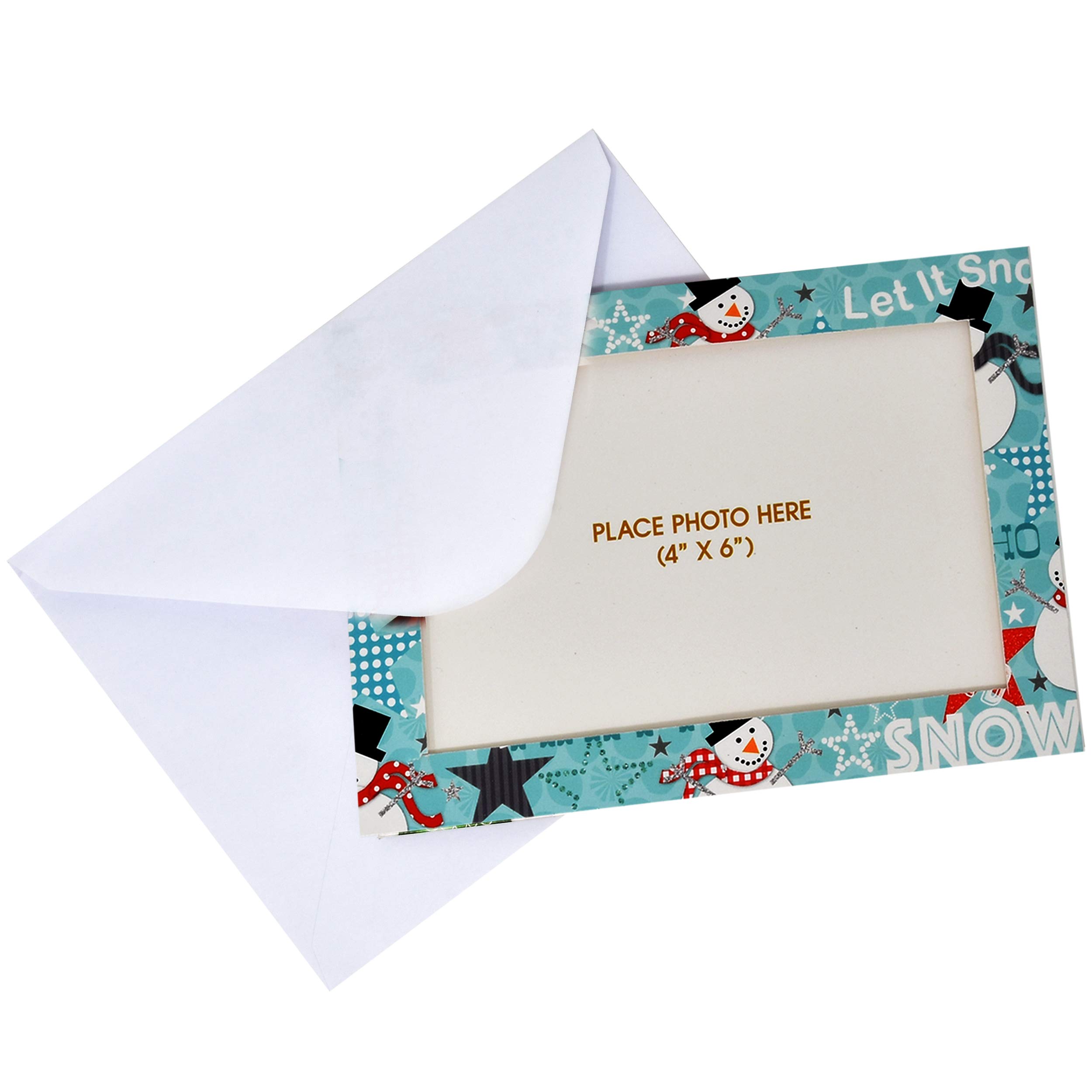 48 Christmas Photo Frame Greetings Cards - Photo Sleeve Christmas Cards  Fits 4x6 Photo Insert - Holiday Picture Holder Greeting Note Cards