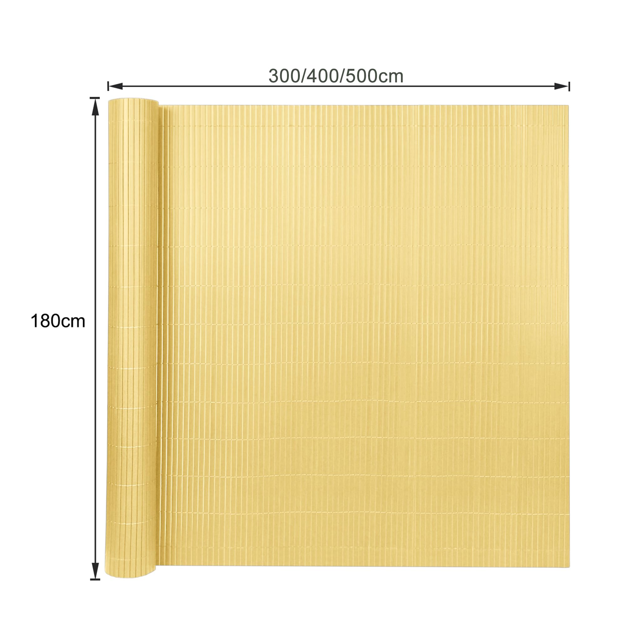 YRHome Mata maskująca z PCW, 180 x 400 cm, stabilna, ogrodzenie balkonowe, ochrona przed wzrokiem, z opaskami kablowymi, ochrona przed wiatrem, odporna na działanie warunków atmosferycznych i promieni UV, na balkon, do ogrodu, na taras, bambusowa