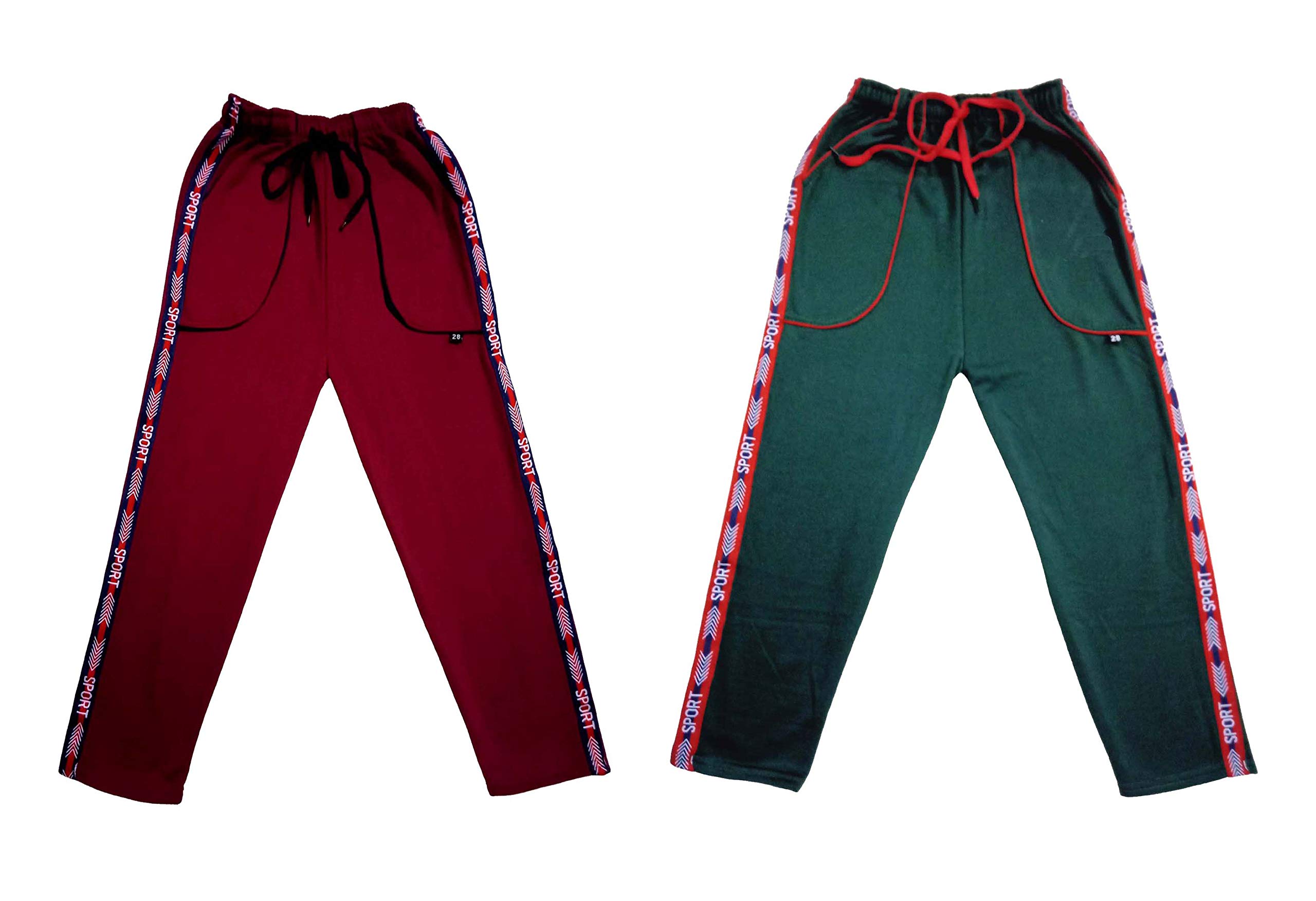 LOVO Unisex Warm Woolen Track Pants for Boys and Girls (Green,Maroon, 4-5 Years) Set of 2