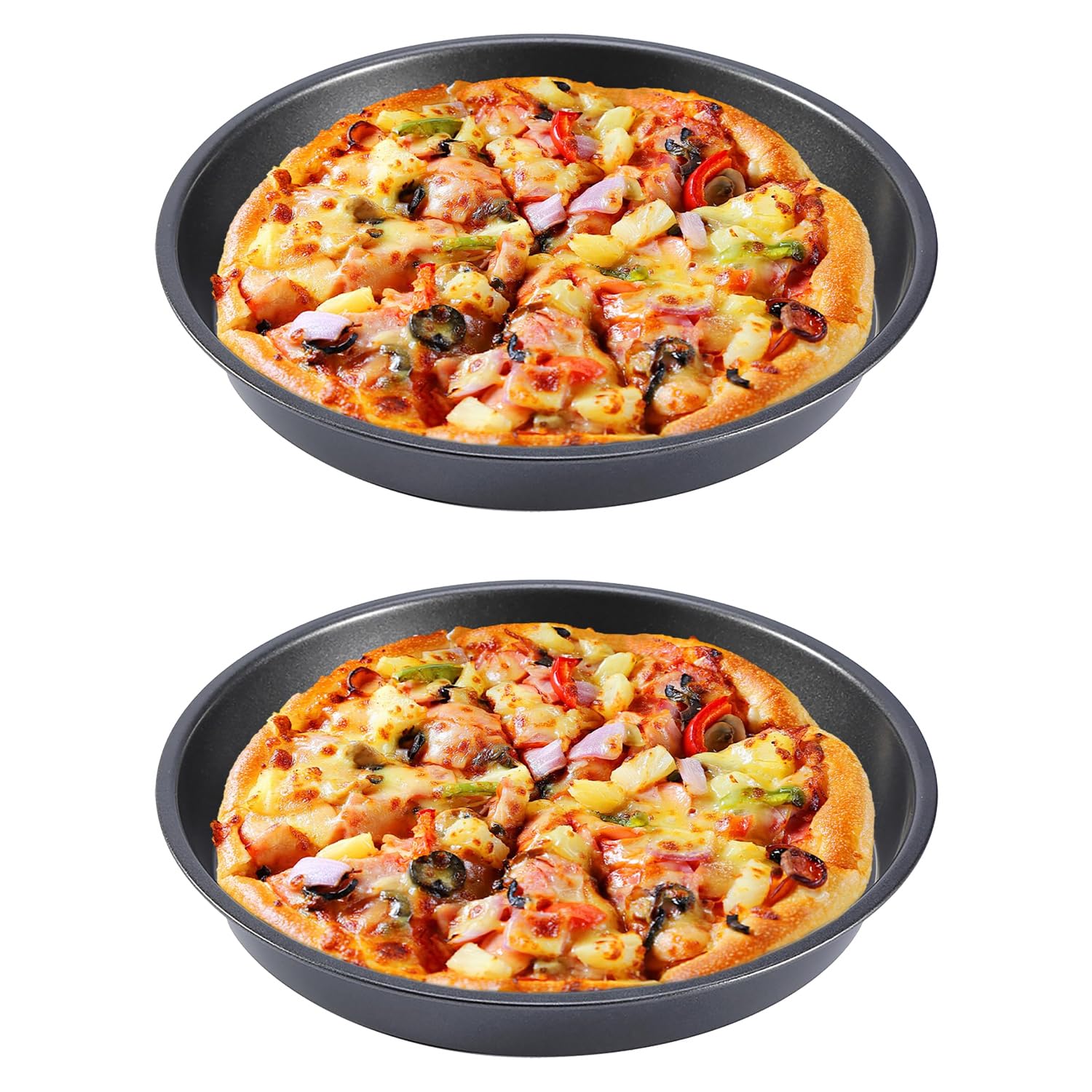 Teglia per Pizza, Teglia per Pizza Rotonda Nera da 23cm/9 Pollici Forno a Microonde Piatti da Forno Teglie Teglia da Forno (2 Pezzi)