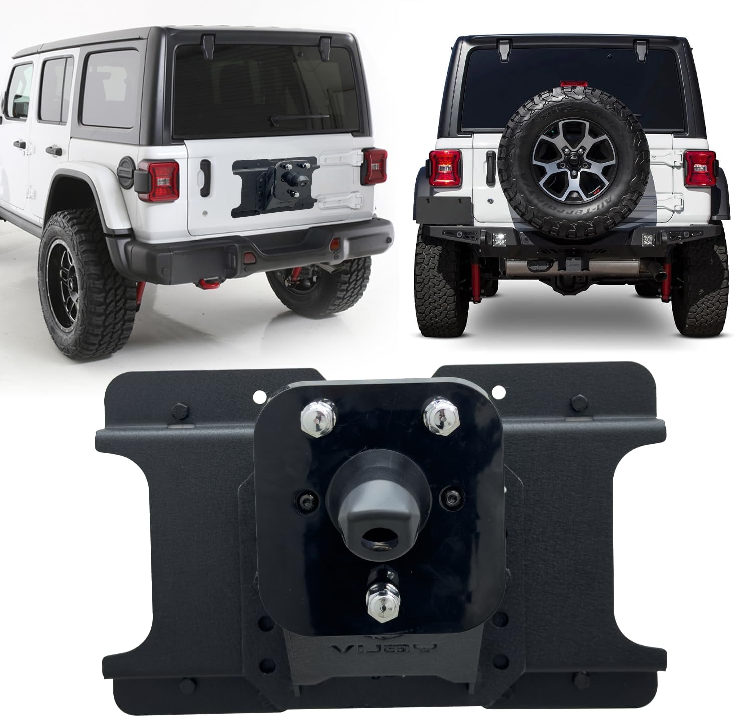 Adjustable Spare Tire Carrier Compatible with 2018-2025 Jeep Wrangler JL/JLU Unlimited 2/4 Doors Heavy Duty Spare Tire Lift up to 40 inches with a Rear-view Camera Slot (Camera not Included)