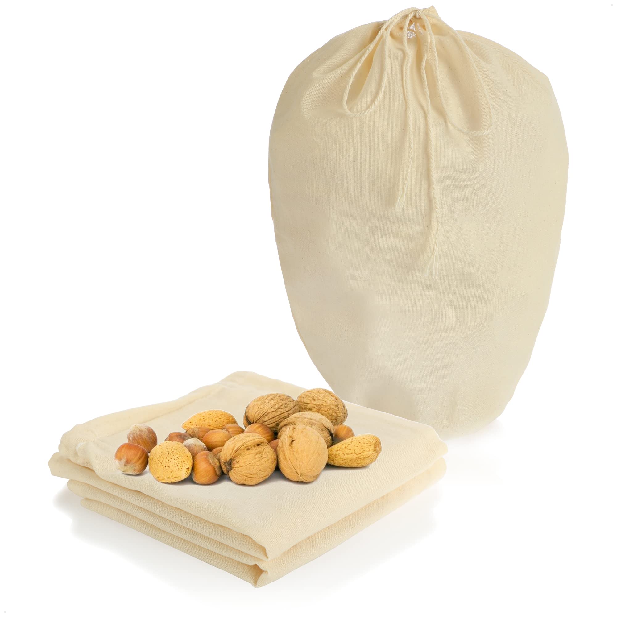3 Sacchetti In Cotone Per Latte Di Noci - Filtro Riutilizzabile Per Latte Di Mandorle, Succhi E Frullati - Panno Scolapasta Vegano, Lavabile In Lavatrice, Naturale E Sostenibile
