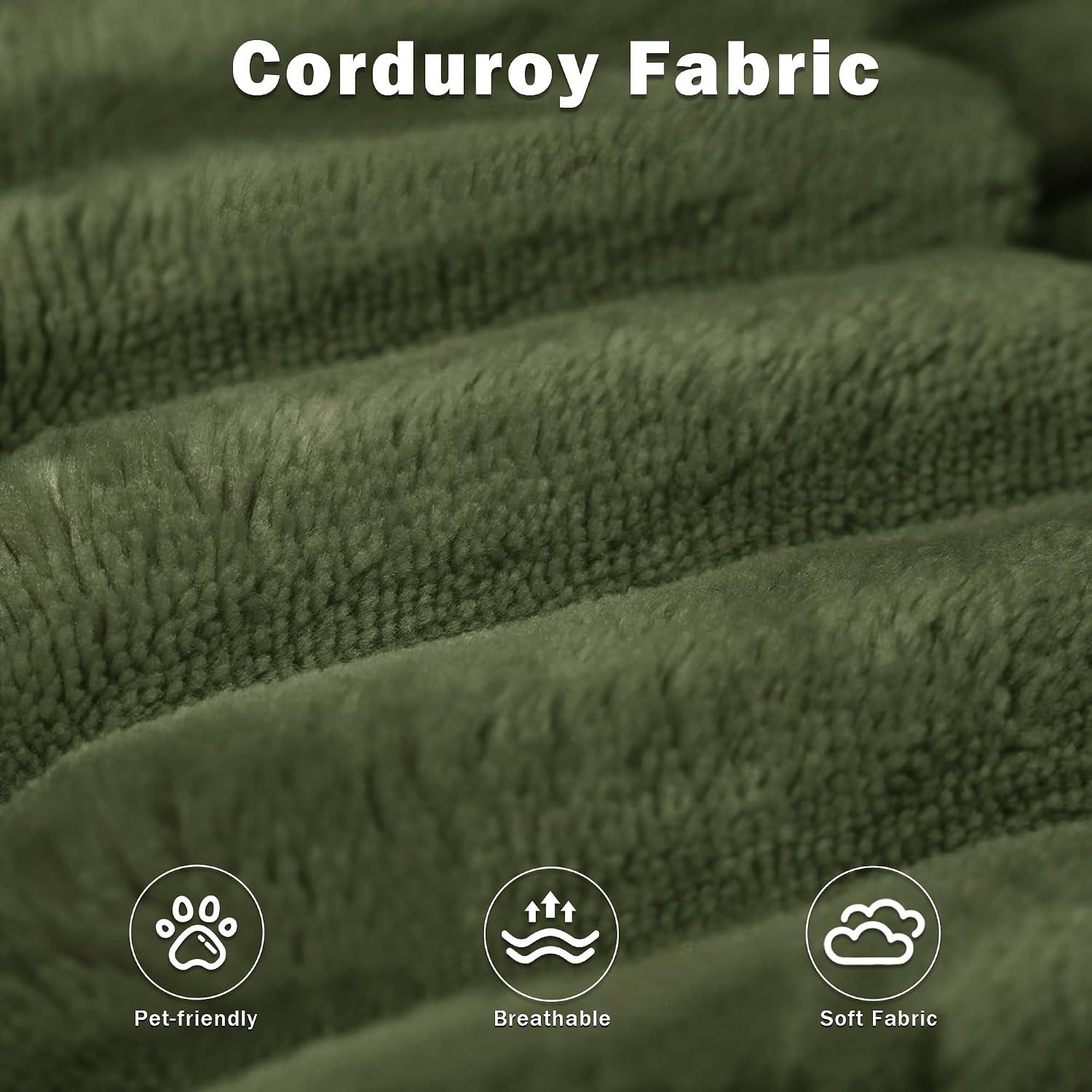 71" Corduroy Boneless Couch, 3-Seater Compression Sofa with 2 Throw Pillows, No Assembly Required, Comfy Loveseat Sofa in a Box, Modern Couches for Living Room (Green, 71 inch) | Breathable Material, Compression, Ultra-Soft, Deep Seat