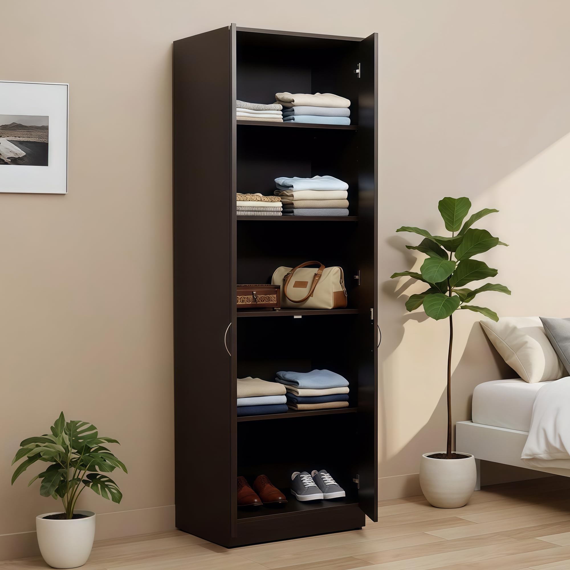 Green Soul Merlin 2 Door Engineered Wood Wardrobe/Cabinet Storage and Everyday Utility |3 Years Warranty(Gold Cherry) Installation Provided-image-29