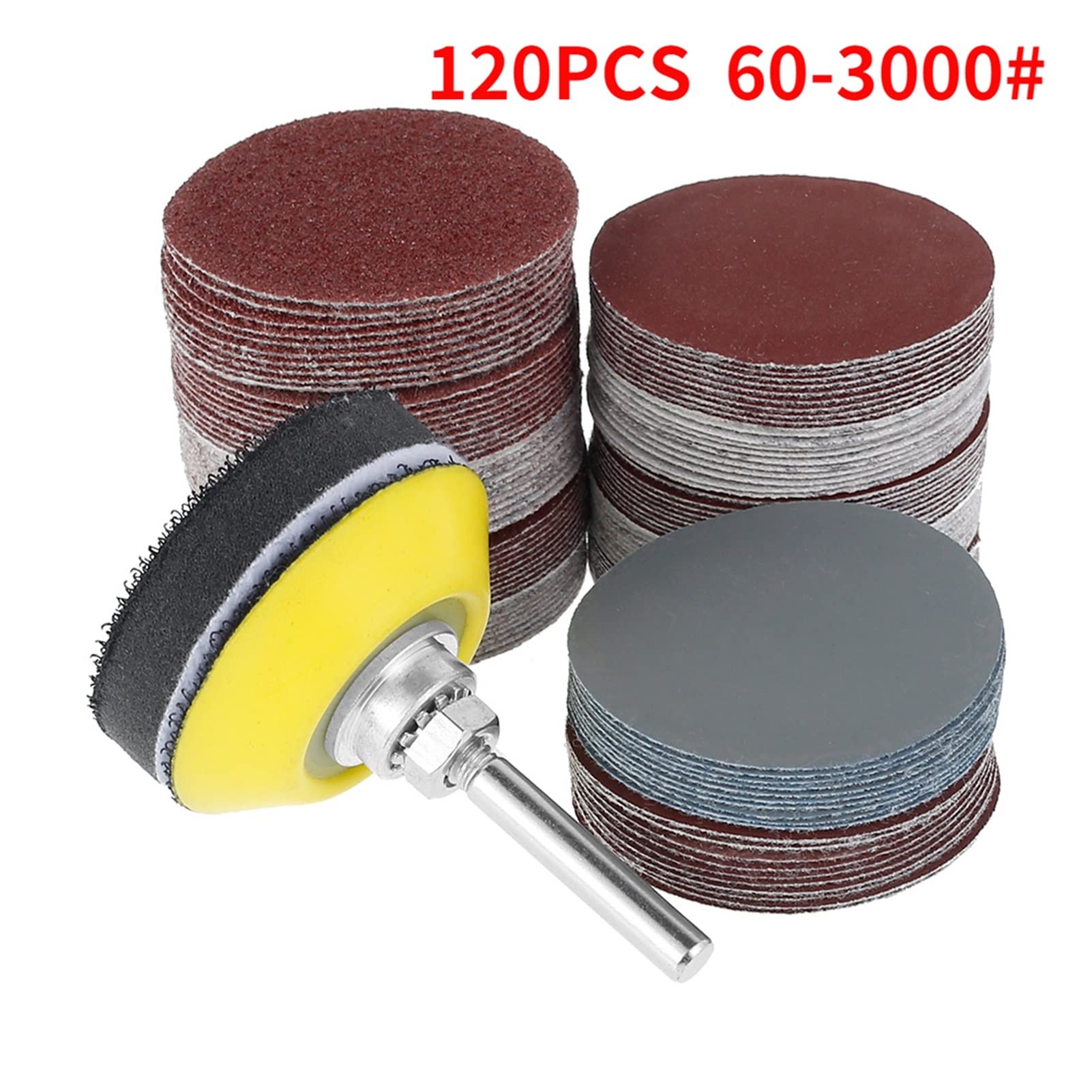 Papel de lija abrasivo ZSBLXHHJD Surtido de papel de lija de 2 "50 mm 60-3000 Juego de ruedas 2" + Almohadilla de lijado de anillo con 3mm Shank for pulir herramientas de limpieza
