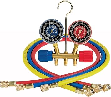 Robinair 40153 Side-Wheel Manifold Gauge with 1/4" Fittings and 36" Hose Set