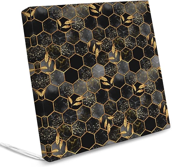 Outdoor Chair Cushion Covers 2 Pack, Black Grey Marble