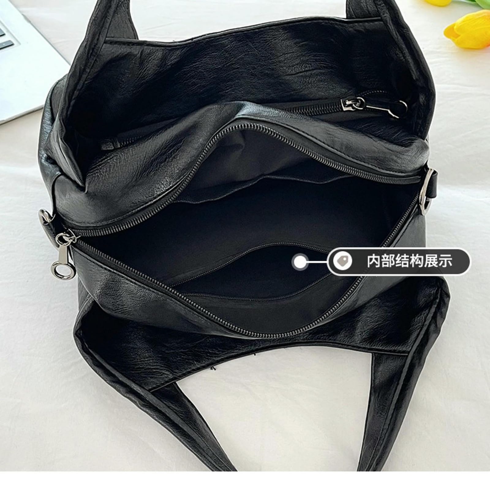 Borsa a Tracolla Multitasche Semplice E Versatile con Texture alla Moda in Stile Occidentale, di Grande capacità-Marrone