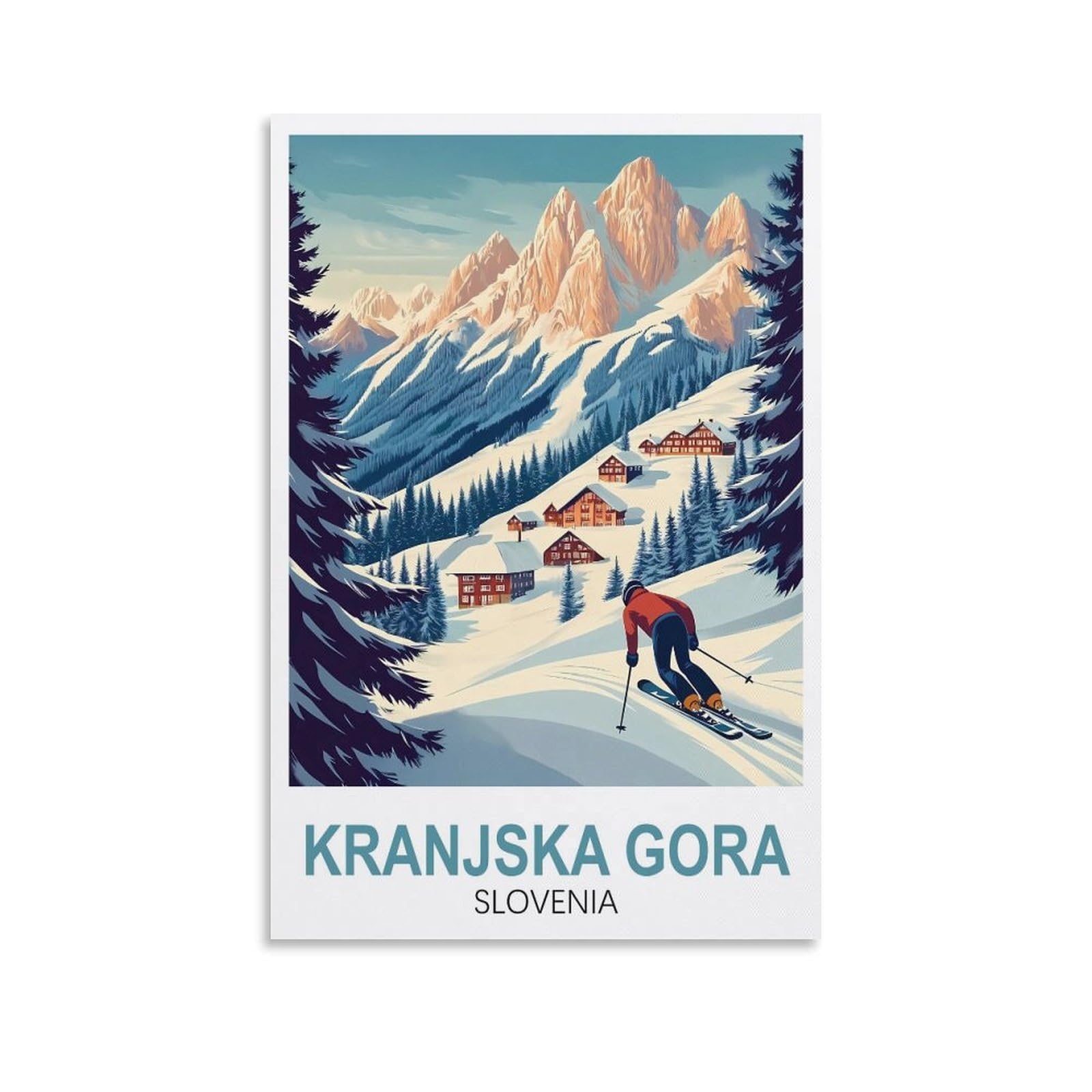 Clfmhnas Unframe-Style Kranjska Gora Slovenia Vintage Travel Posters Ski 24X36inch(60X90cm) Canvas Wall Art Prints