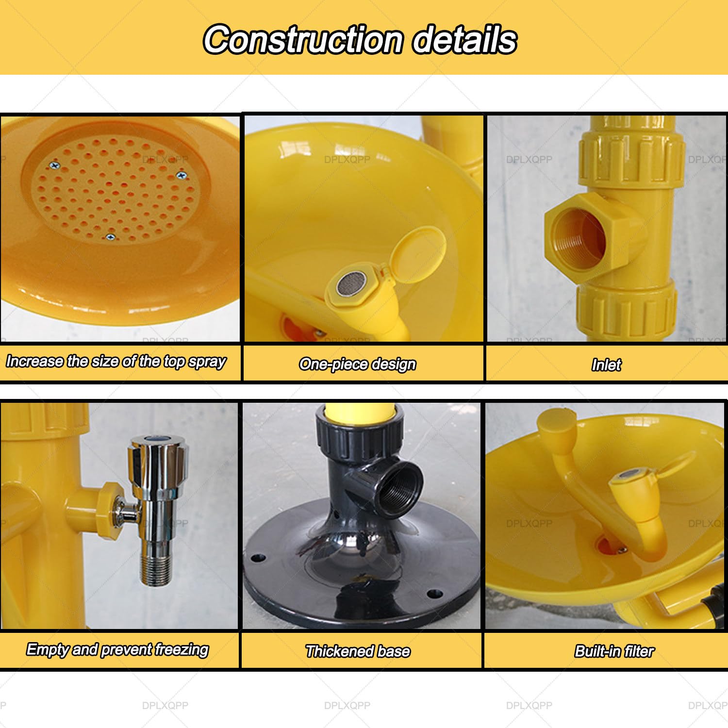 Doccia verticale di sicurezza e collirio con dispositivo antigelo, 120-180 l/min, per fabbrica, ospedale, laboratorio