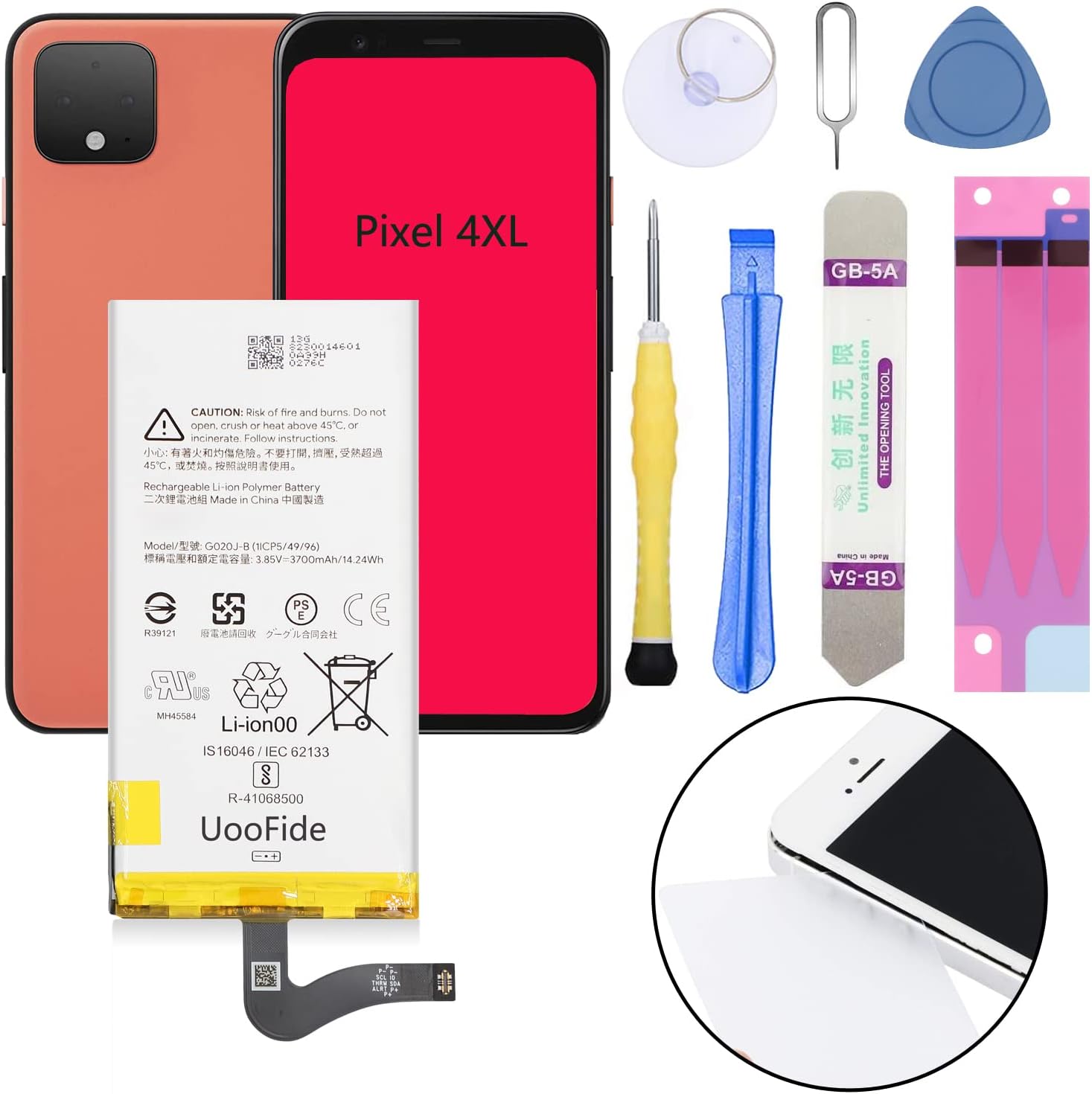 for Google Pixel 4XL Battery Replacement, Compatible with HTC Google Pixel 4 XL All Carriers G020J-B with Professional Repair Tools Kit