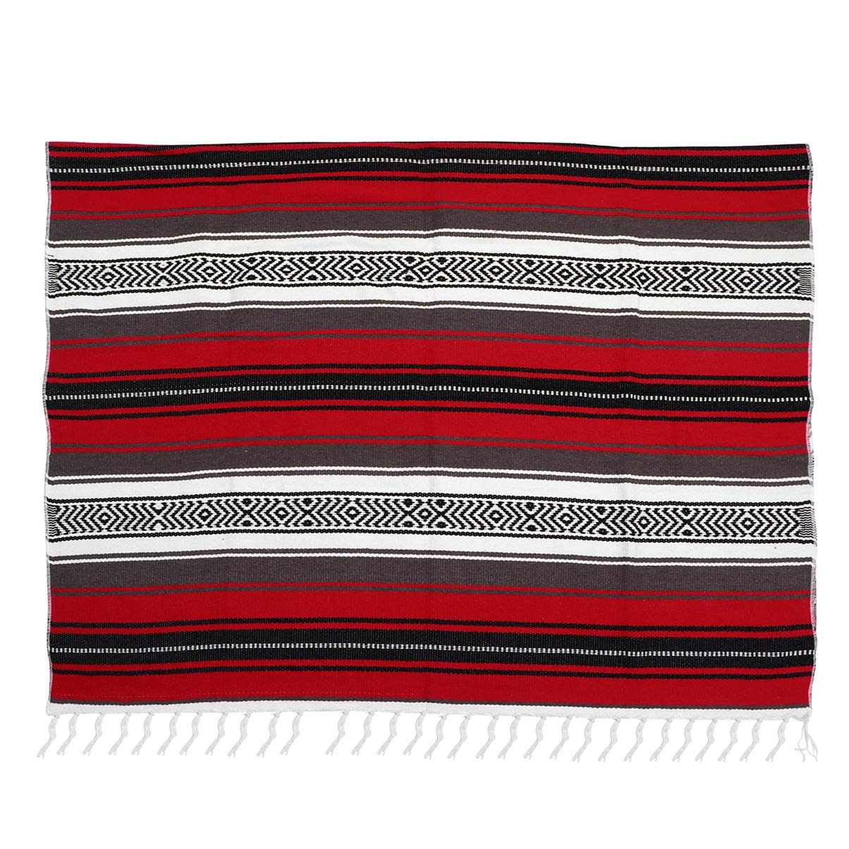 Sofakissen Gewebte Decken Mexikanische Decke Farbige Multifunktionale Decke Yoga-Decke für Autosofa Schlafzimmer Strand Camping im Freien (Rot 130X180cm) Decke Mit Quaste