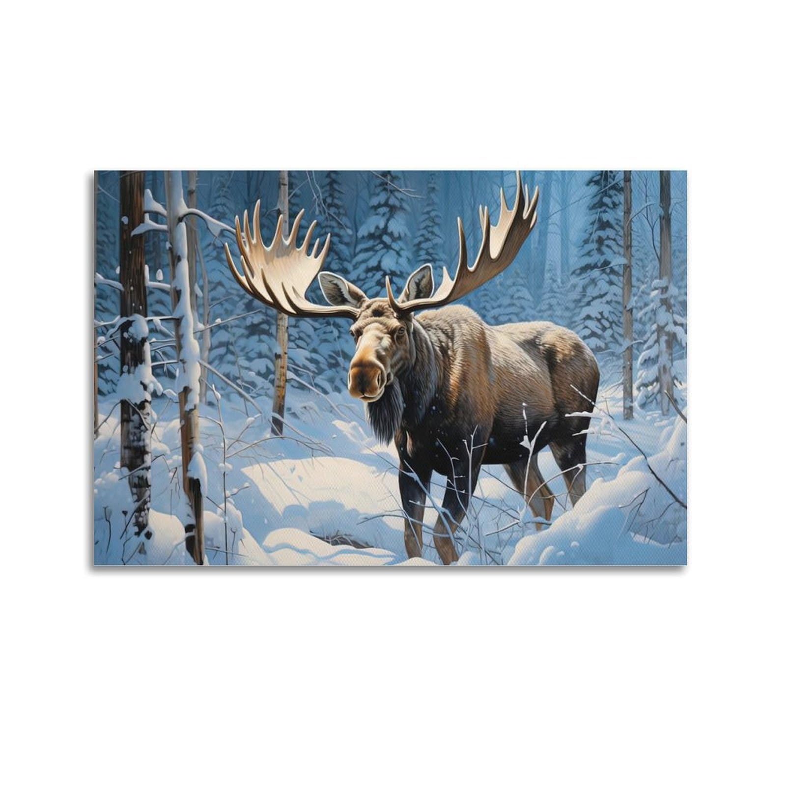 ZSZWHJ Animal Artwork Poster Alaskan Moose Poster Decorative Painting Canvas Wall Posters And Art Picture Print Modern Family Bedroom Decor Posters 24x36inch(60x90cm)