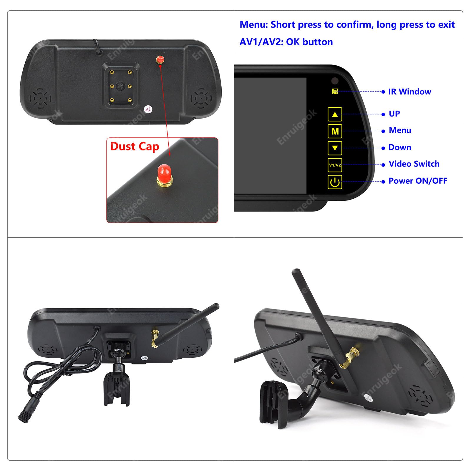 Kit de moniteur de caméra de recul sans fil Full HD 1080p pour Citroën Jumpy Fiat Scudo Vans (2007-2016) Toyota ProAce 2013-2016 (support # 12)