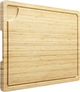 GarveeHome 20" Large Cutting Board, Bamboo Wood Cutting Board for Kitchen with Handles and Juice Groove, Reversible Chopping Board for Meat, Cheese Board Charcuterie Serving Tray, 20 x 14 Inch