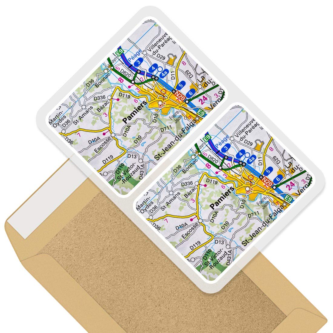 Rectangle Stickers (Set of 2) 10cm - Pamiers City France French Travel Map Decals for Laptops,Tablets,Luggage,Scrap Booking,Fridges, 45984