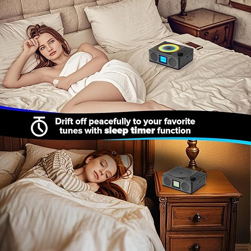 Miniatura 6 de Reproductor de CD portátil con altavoces CD Bluetooth recargable Radio FM con control remoto - MP3USBTF reproducible con sonido estéreo -