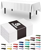 Pureegg 8 Pack White Disposable Plastic Tablecloths 54x108 Inch Rectangle Leakproof Sturdy for Parties Picnics Weddings