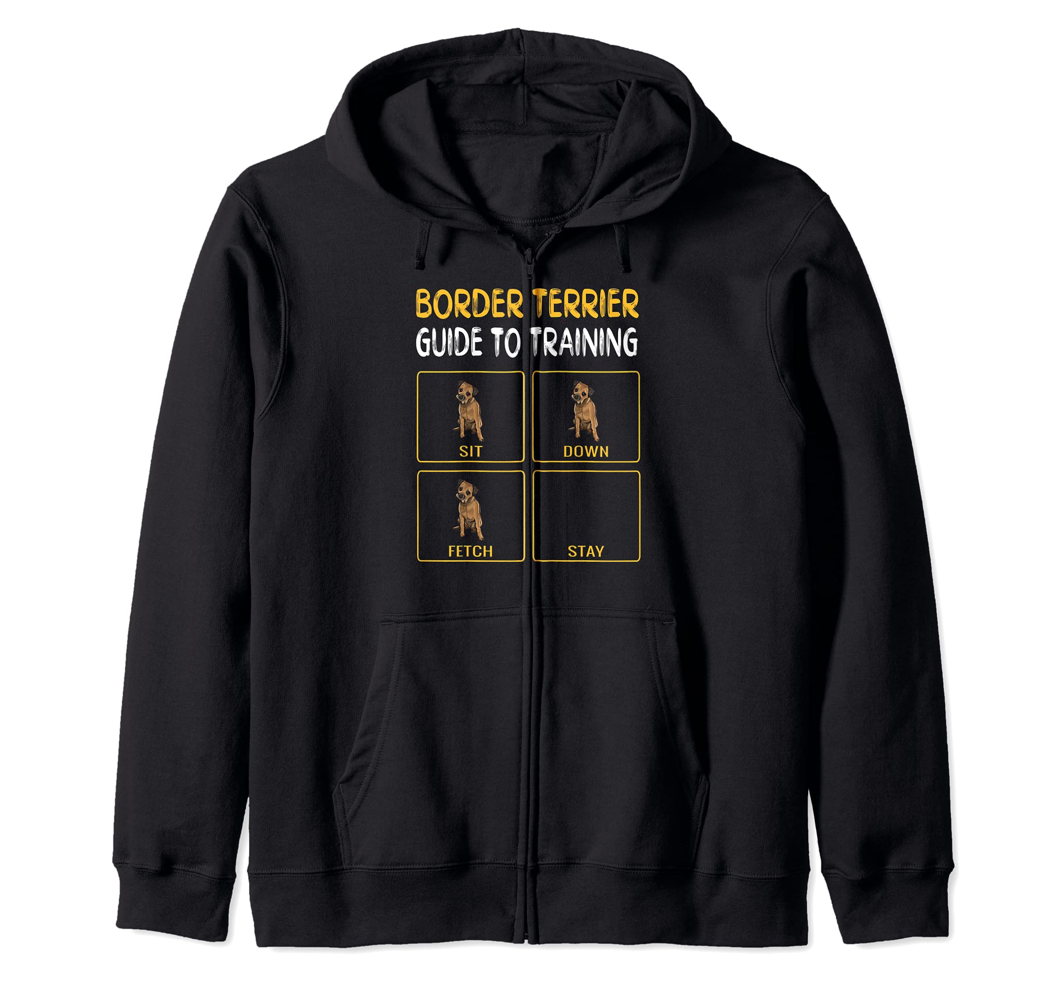 Funny Border Terrier Guide To Training Dog Obedience Trainer Zip Hoodie, Black, S