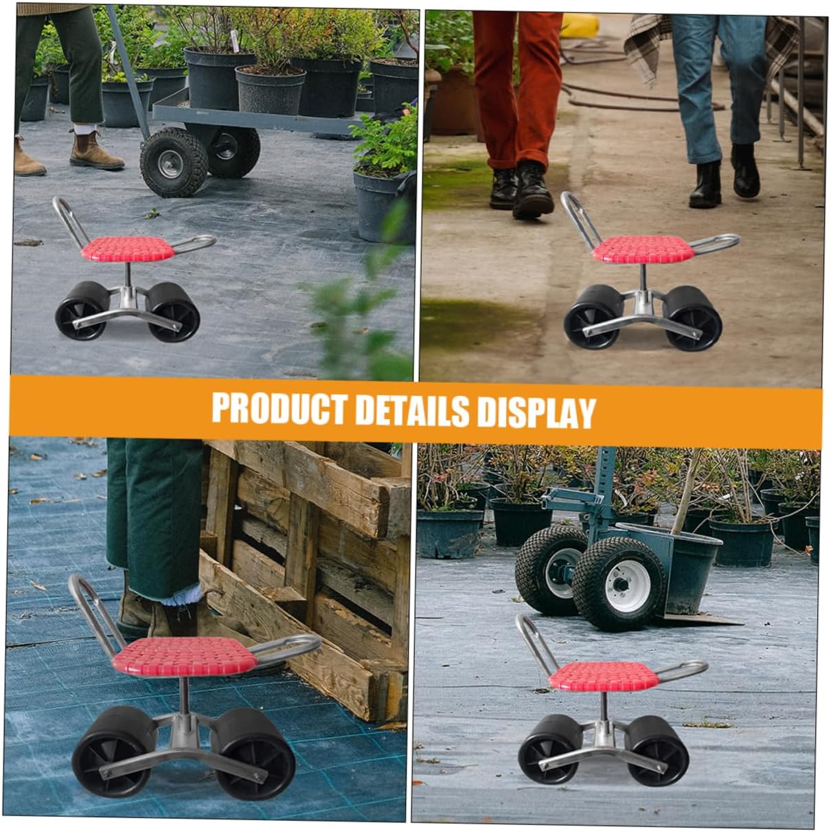 2pcs Garden Stool Wheels for Weeding Portable Garden Seat Accessory Lightweight Rolling Stool Wheels for Gardening Space-Saving Design for