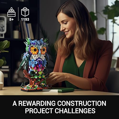 Miniatura 5 de Sillbird MOC - Juego de juguetes de construcción de flores de animales, modelo coleccionable floral para decoración del hogar o arte de oficina, Día