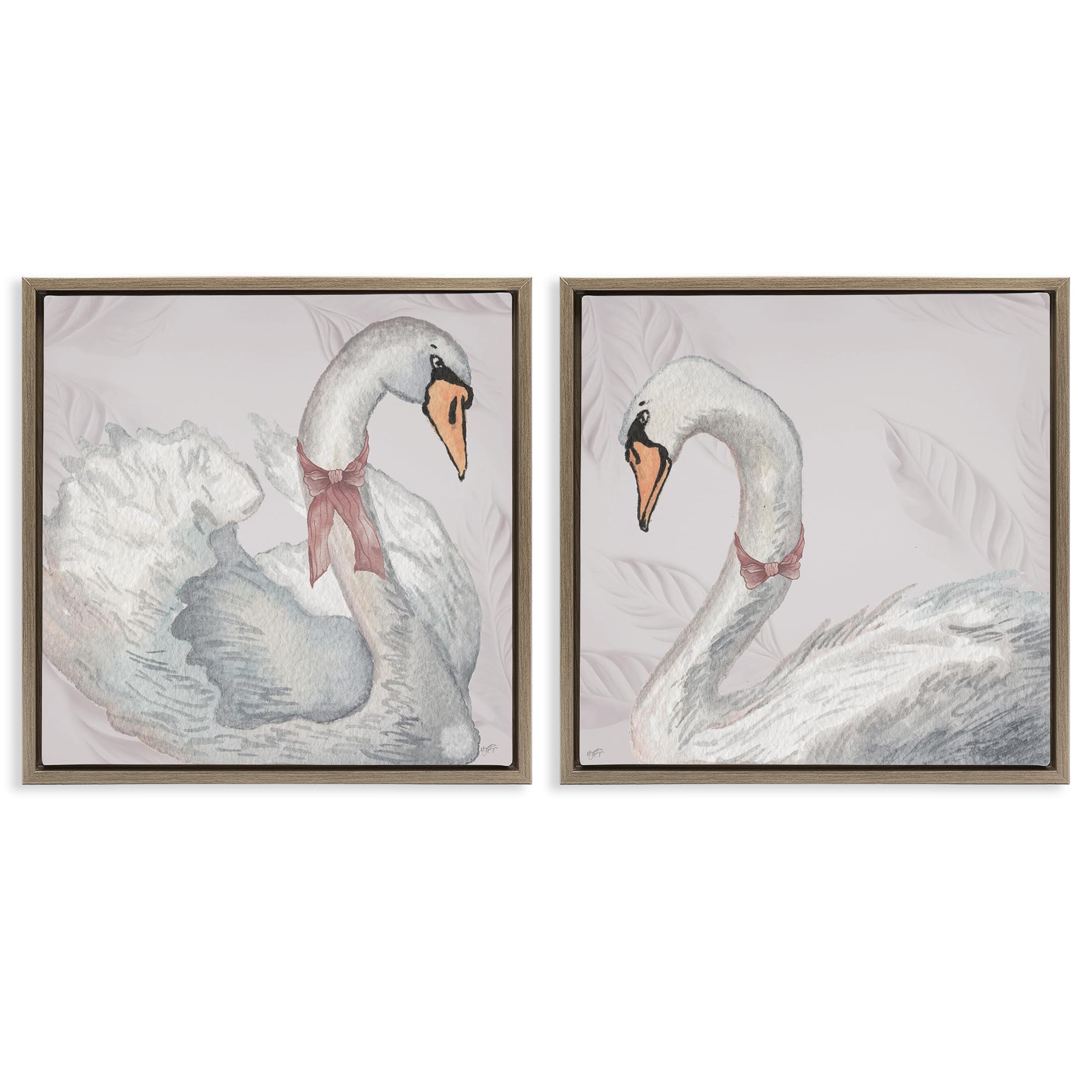 'Classic & Elegant Swans'| 2pc Floating Frame Art Set 2