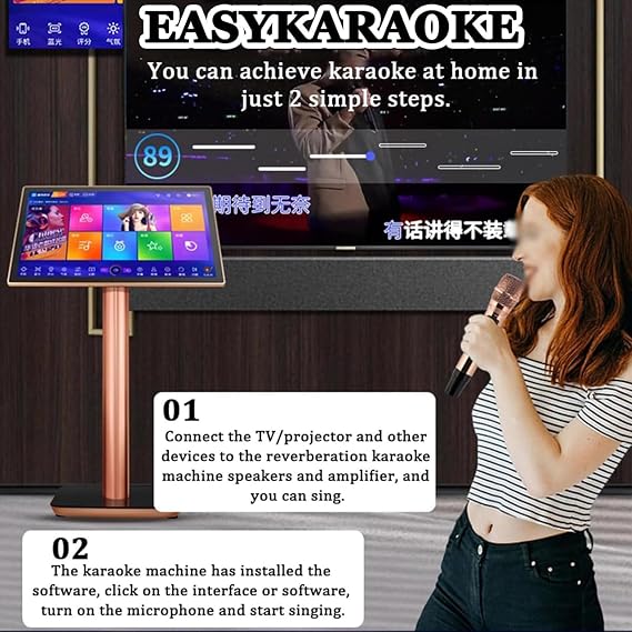 All-in-One Karaoke Player, 27 Languages Professional Smart Karaoke Machine with Lyrics Display,19.5/22 Inch Touch Screen, Mobile Phone Request Song, App, Online Play, Family, KTV, DJ, Bar, Party, 3TB 22