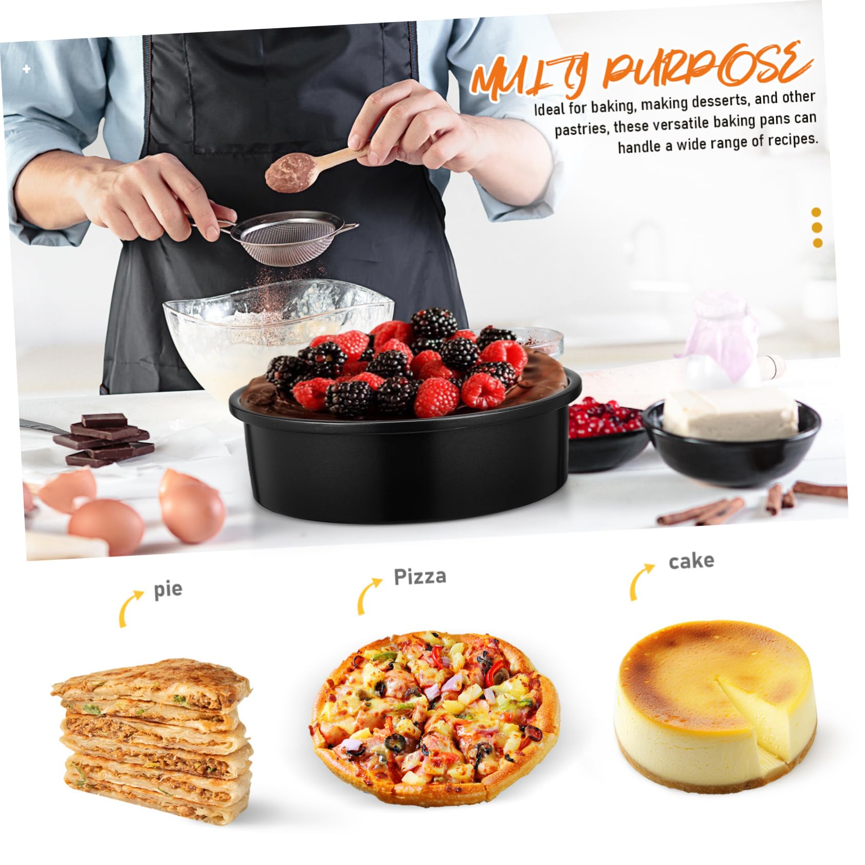 iplusmile 3pièces Lot De Moules à Gâteaux Ronds Moules à Pâtisserie Acier Avec Papier Sulfurisé Pour Cuisson Facile