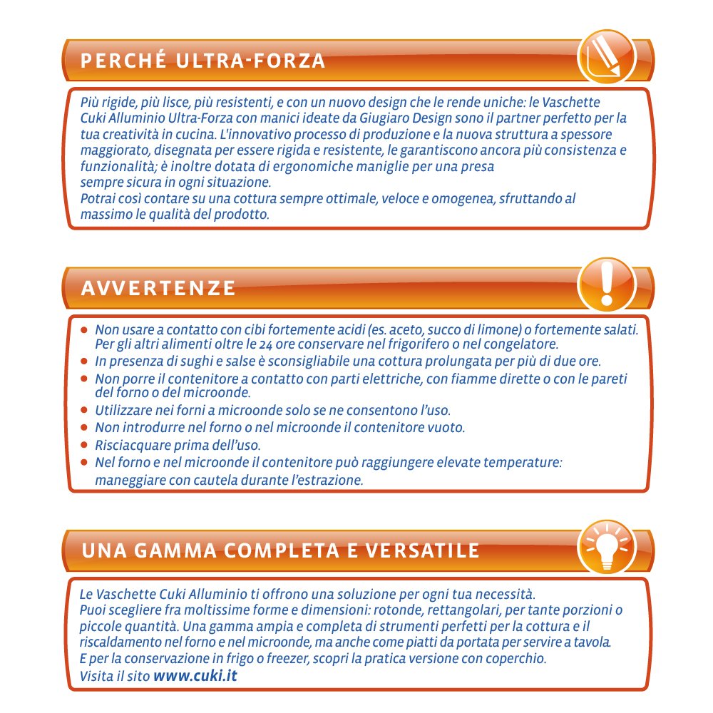 Cuki Vaschette Alluminio - Ultra Forza - 12 Porzioni - Rettangolari [Rs74G] - 6 Confezioni Da 2 Pezzi