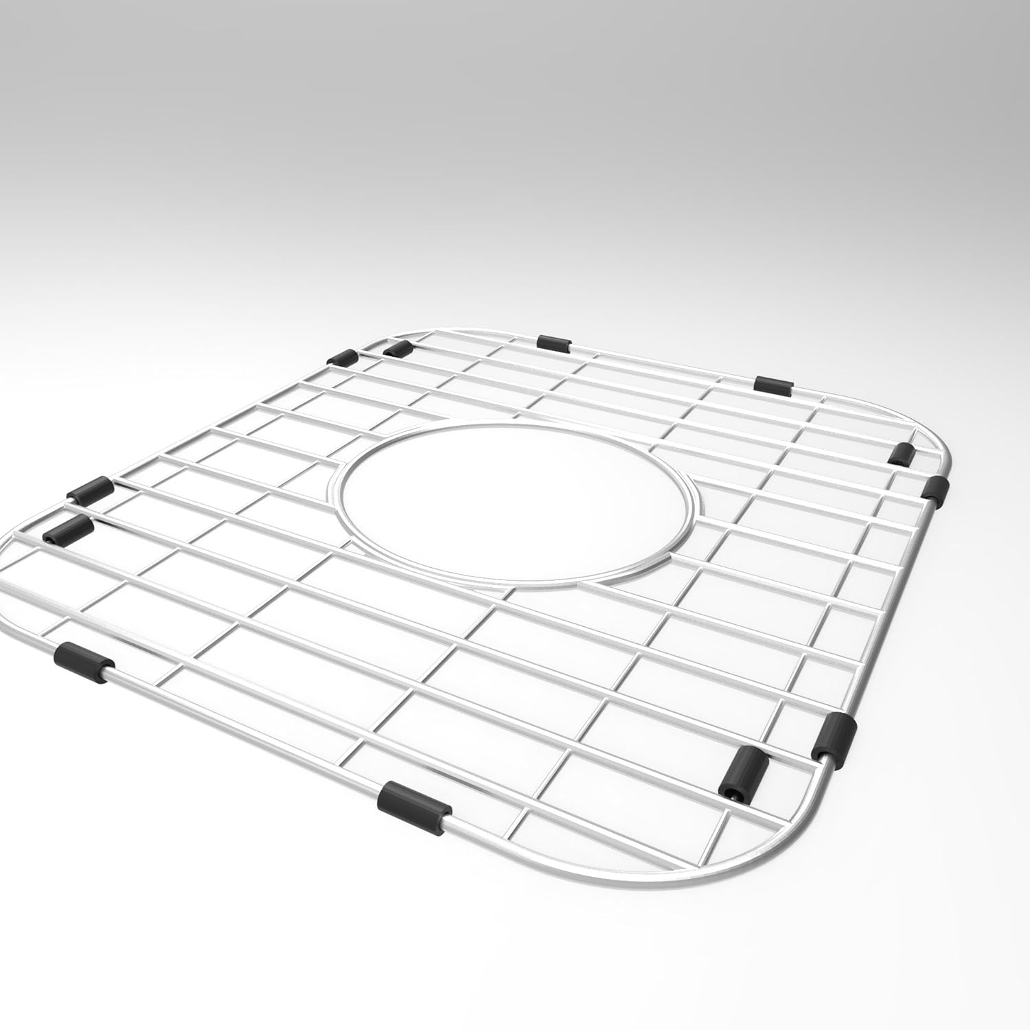 13-⅝” x 11-⅝” Protector Grids for Sinks Universal Double Bowl Drain Racks Grates Bottom Strainer Center Hole, 2 Pack, Silver