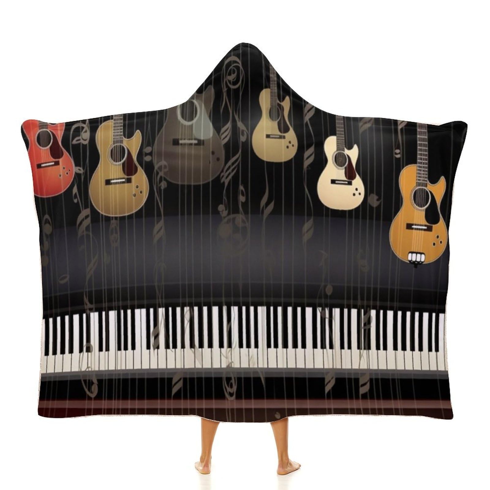 Couverture à capuche piano chaude et légère grand plaid portable pour l'hiver