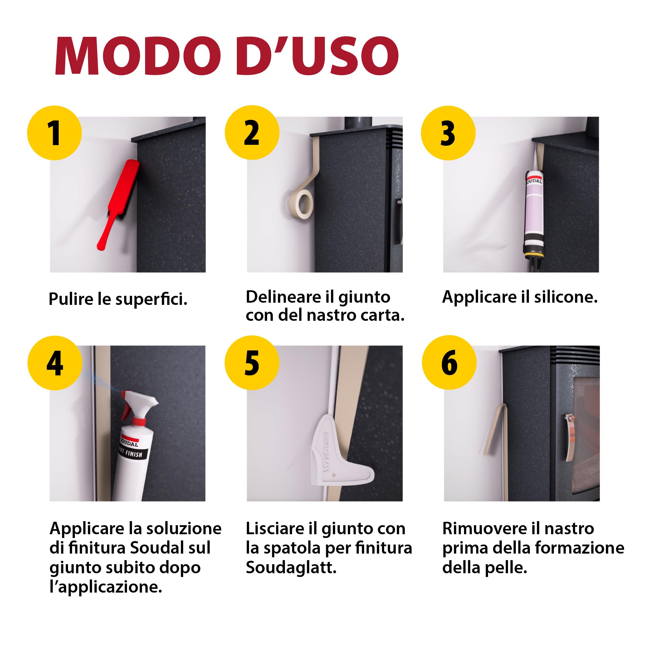 Soudal, Silicone Alte Temperature, 310ml, Rosso, Resistente a Oli e Carburanti, Per Sigillature a Caldo, Ideale per Componenti Metallici e Riscaldamenti