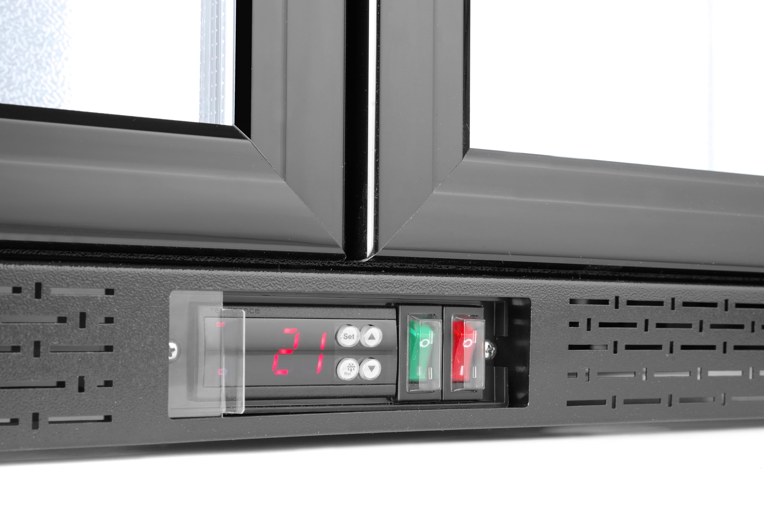 HENDI Refrigerador bajo mostrador para bebidas Arktic, 2 puertas, 158L, 0–10°C, 220V, 160W, 900x530x(H) 870mm, acero con recubrimiento en polvo negro