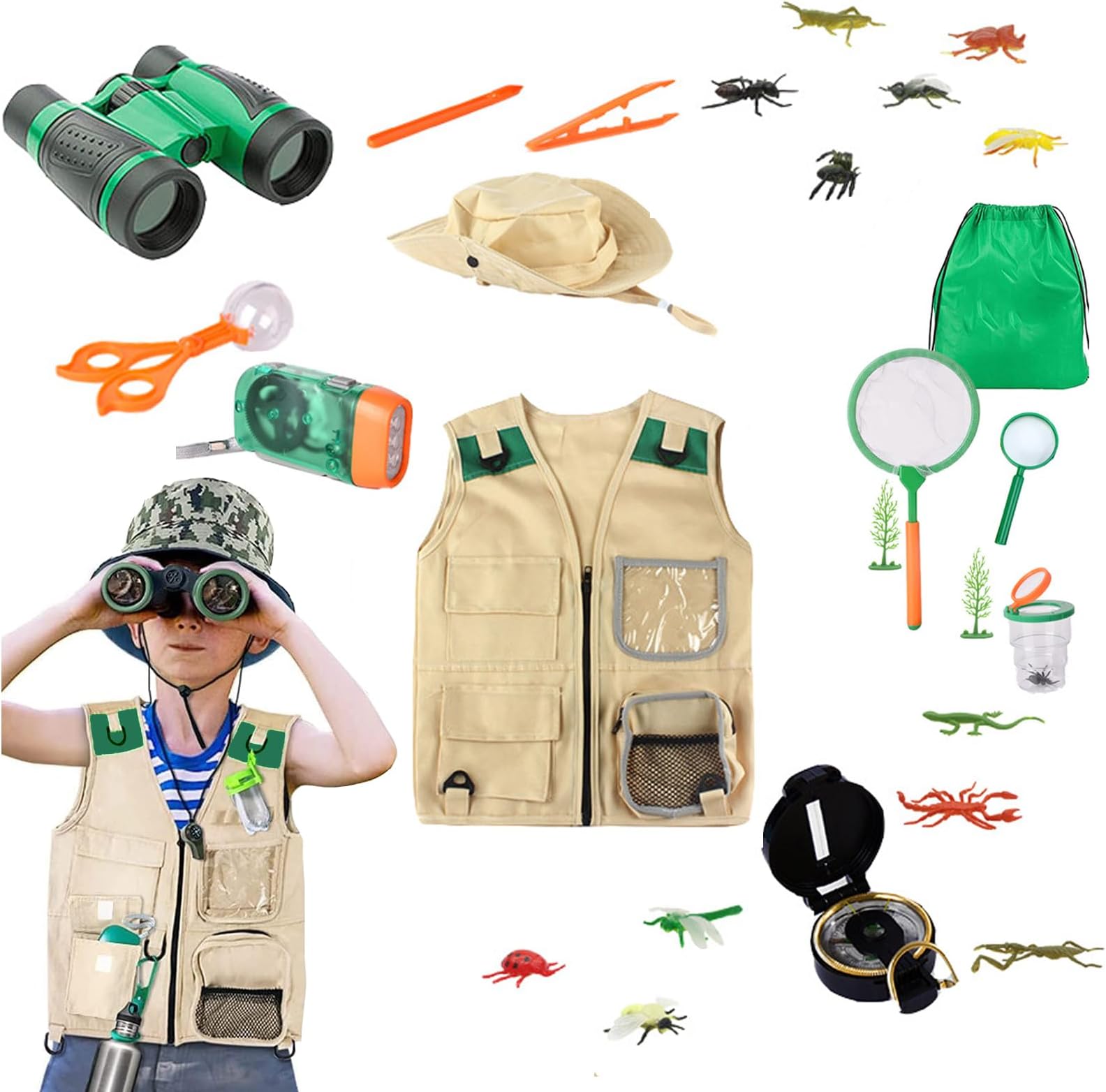 Jaffiust Kids Explorer Sets | Kids Camping Gear, Premium Kids Camping Toys & Outdoor Adventure Sets for Boys & Girls Ages 3-12 | Kids Binoculars, Flashlights, Kids