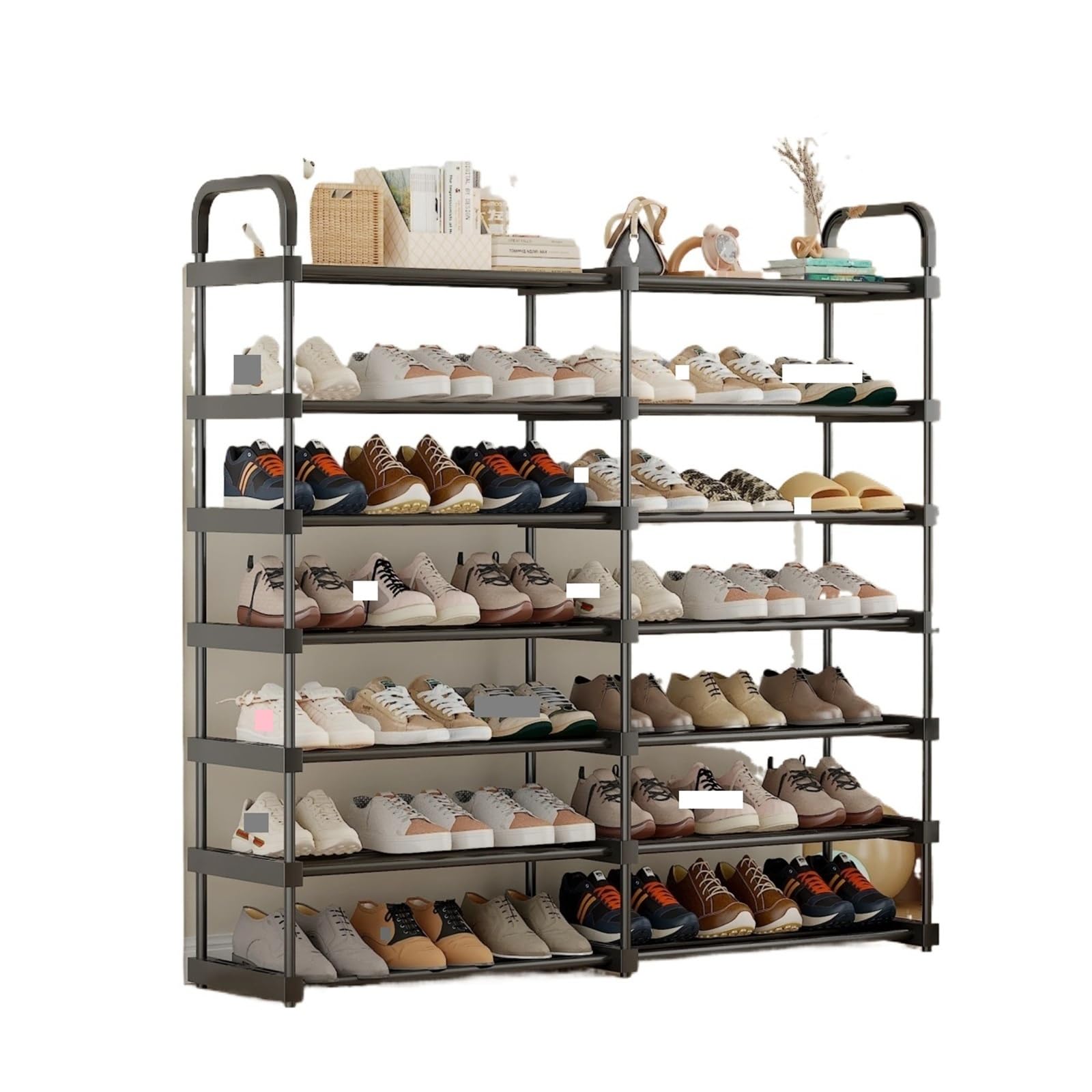 XILEUDUOD Shoe Organizer For Entryway Shoe Rack With Increased Width, Shoe And Boot Storage Rack, Space-Saving Storage Rack, Suitable For Home(Single-Row-Black-7)