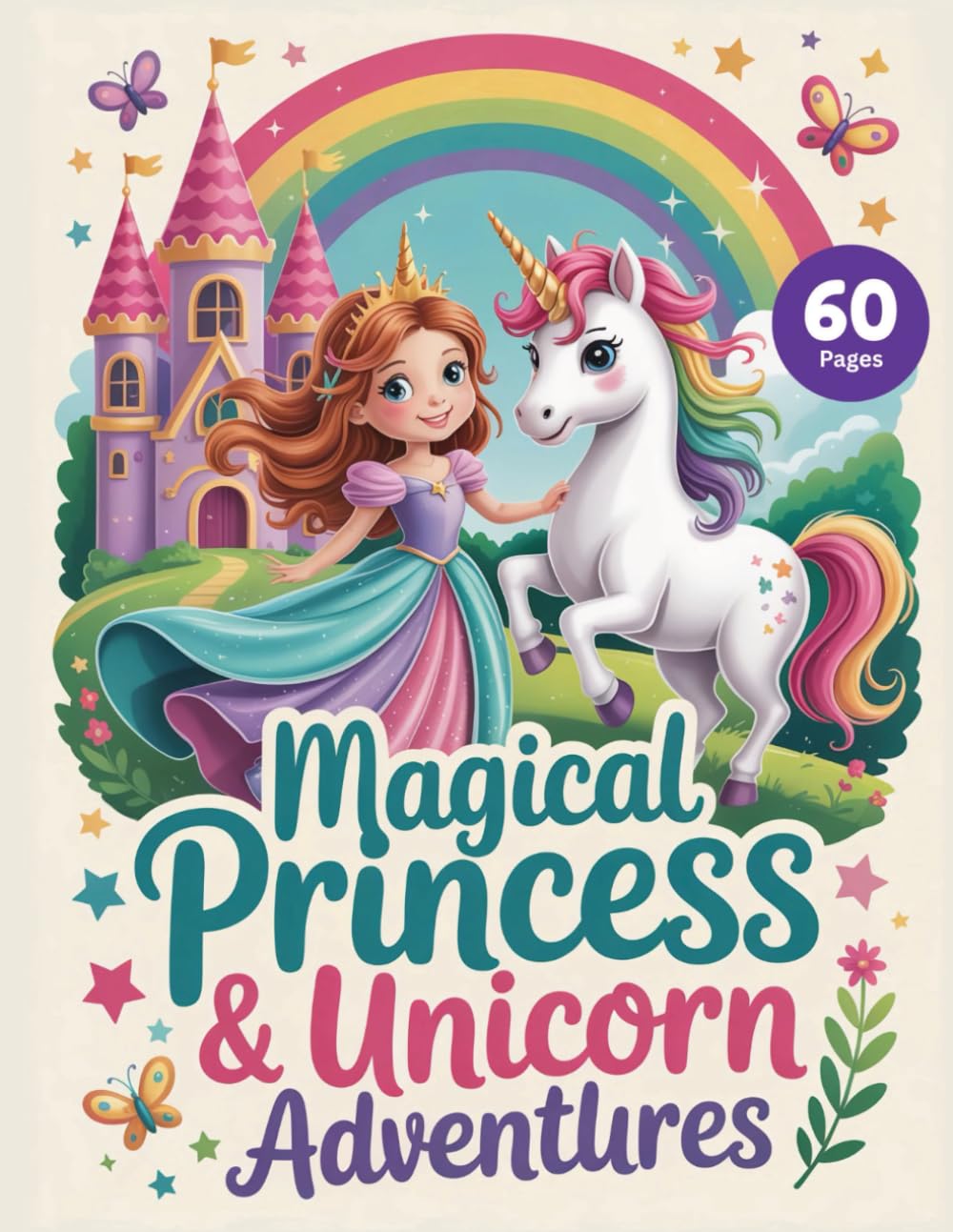 Magical Princess and Unicorn Adventures - 60 Artworks: Colouring Book For Kids